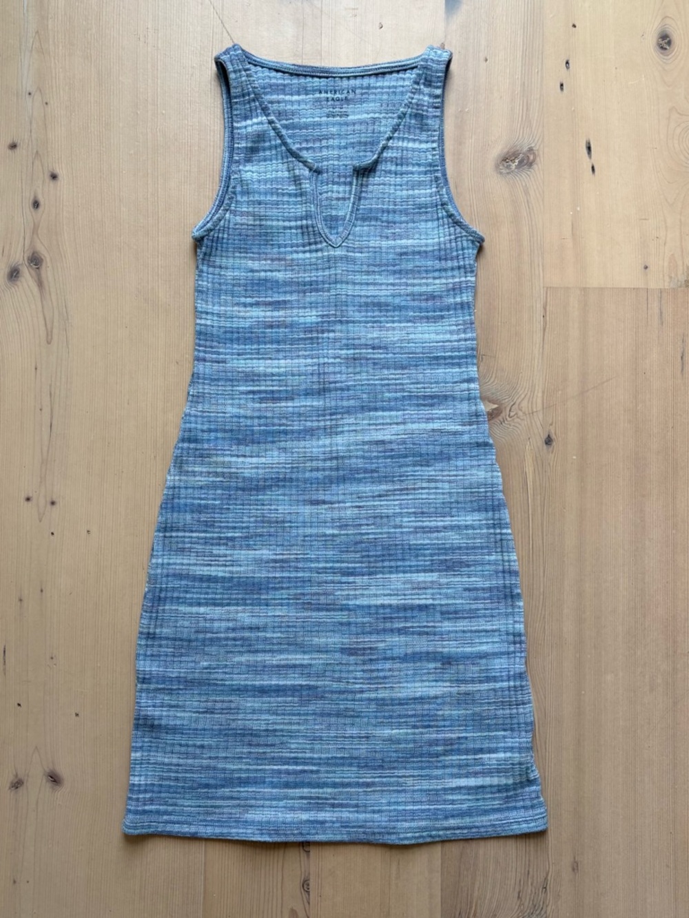 American Eagle Outfitters Blue Purple Space Dye Knit Tank Y2K Mini Dress